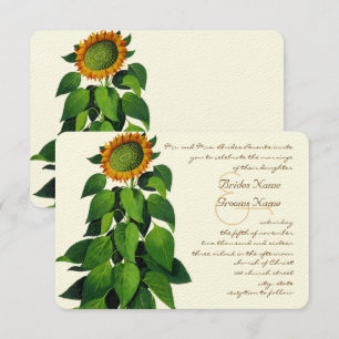 Rustic Romantic Sunflower Wedding Invitation