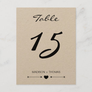Rustic Romantic Table number card   Kraft template