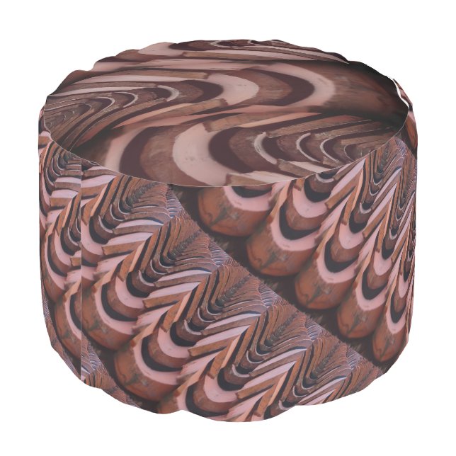 Rustic Roof Tiles with Unique Perspective   Pouf (Angled Back)