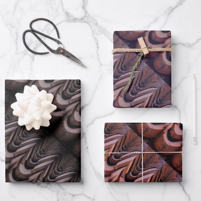 Rustic Roof Tiles with Unique Perspective   Wrapping Paper Sheets (Front)