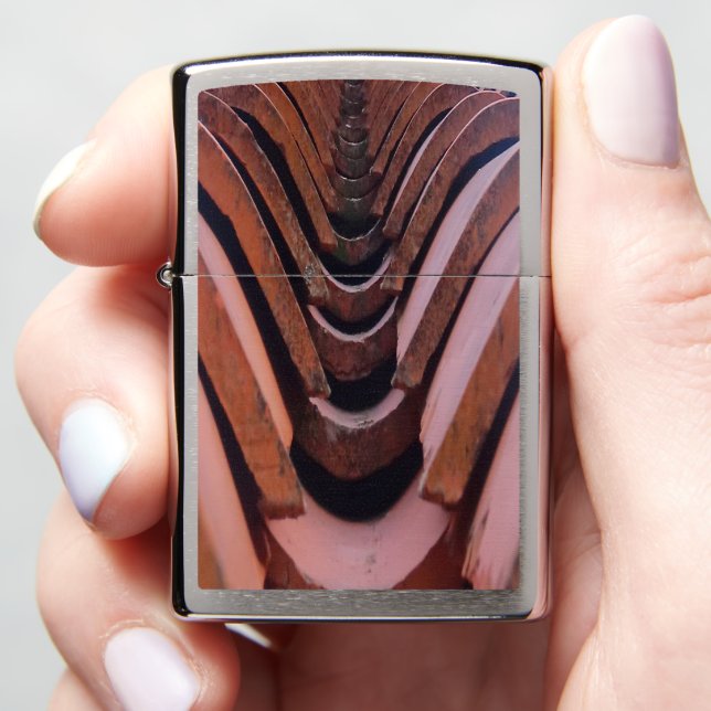 Rustic Roof Tiles with Unique Perspective  Zippo Lighter (In Hand)