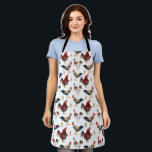 Rustic Rooster Chicken Pattern Apron<br><div class="desc">Whimsical apron featuring watercolor illustration of chickens and a chick.</div>
