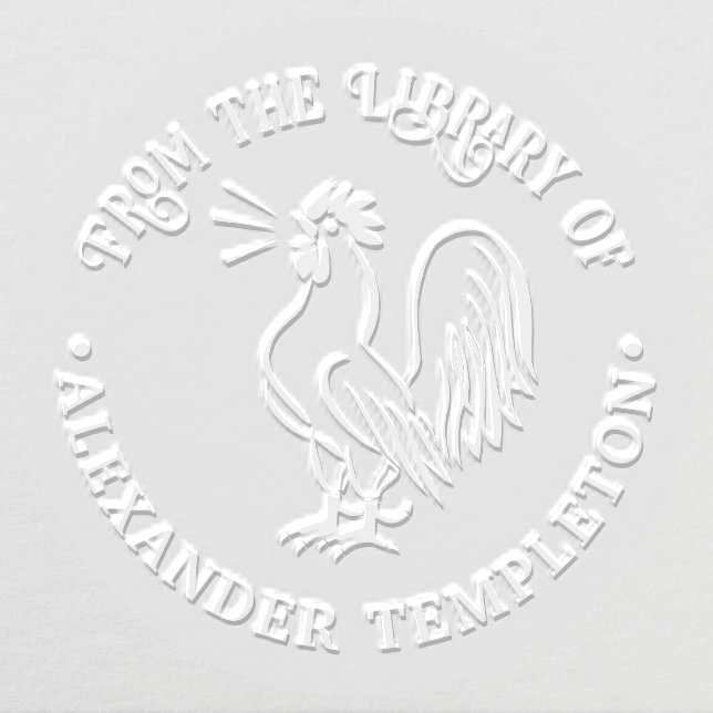 Rustic Rooster Crowing #3 Library Book Name Embosser (Design)