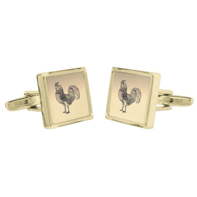 Rustic Rooster  Cufflinks (Angled)