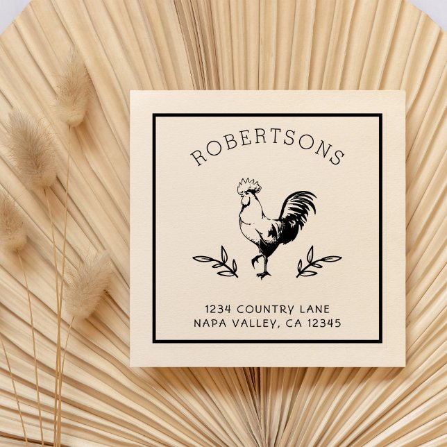 Rustic Rooster | Family Name Return Address Self-inking Stamp (Creator Uploaded)