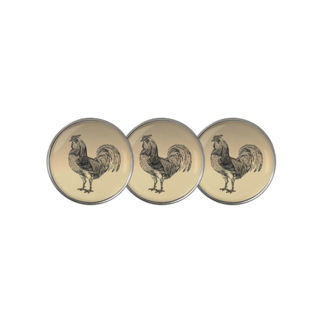 Rustic Rooster   Golf Ball Marker (3 Up)