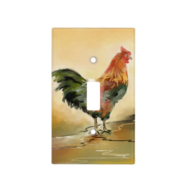 Rustic Rooster Kitchen Decor Light Switch Cover (Front)