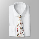Rustic Rooster Pattern Neck Tie<br><div class="desc">Whimsical tie featuring watercolor illustration of roosters and a chick.</div>