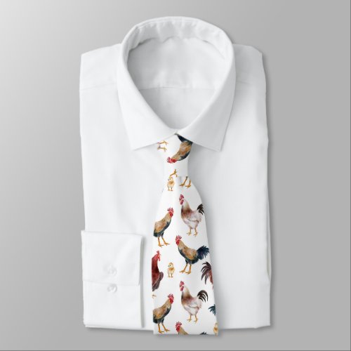Rustic Rooster Pattern Neck Tie