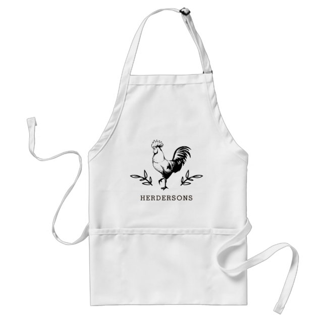Rustic Rooster Personalized Adult Apron (Front)