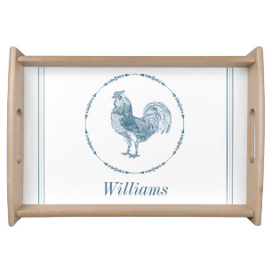 Rustic Rooster Personalized Serving Tray