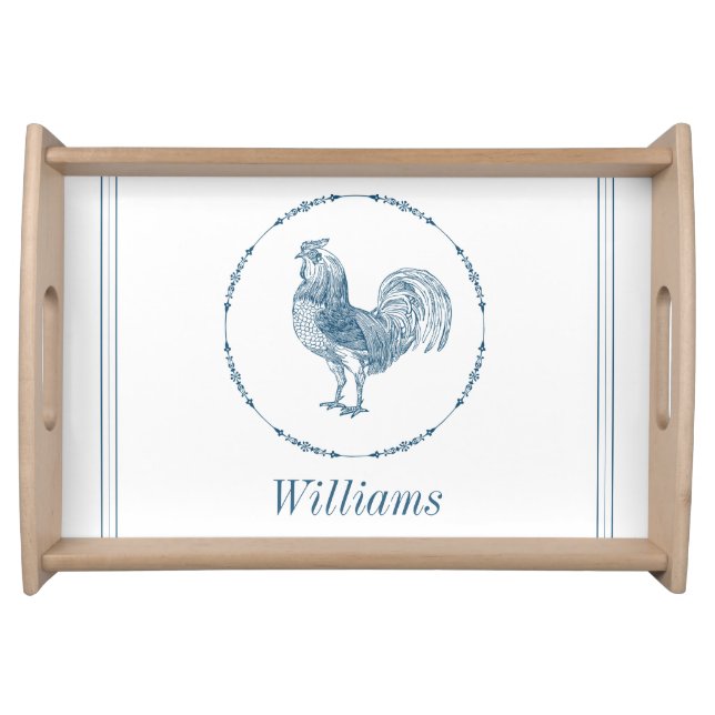 Rustic Rooster Personalized Serving Tray (Front)