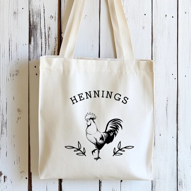 Rustic Rooster Personalized Tote Bag (Creator Uploaded)