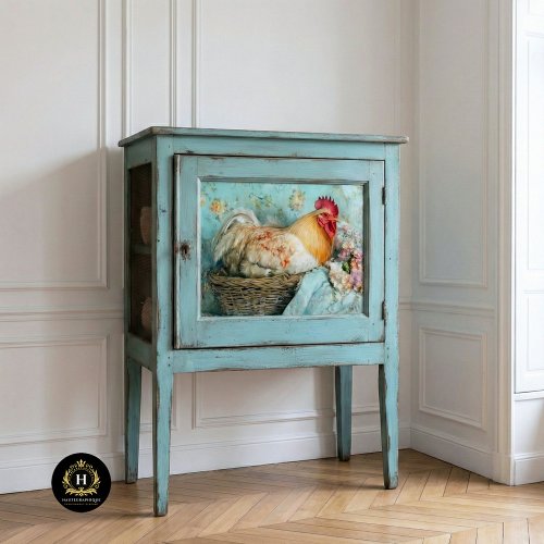 Rustic Rooster Pink Hydrangeas Decoupage Tissue Paper