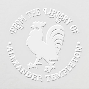 Rustic Rooster Silhouette #2 Round Library Book Embosser