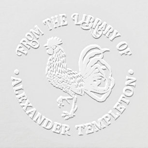 Rustic Rooster Silhouette #5 Library Book Name Embosser