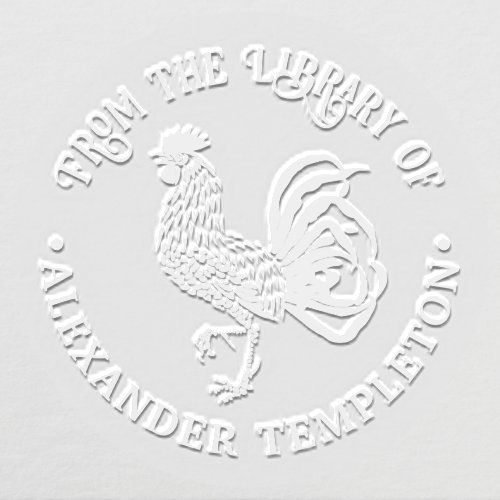 Rustic Rooster Silhouette 5 Library Book Name Embosser