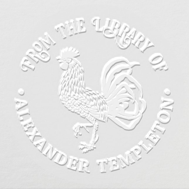 Rustic Rooster Silhouette #5 Library Book Name Embosser (Design)