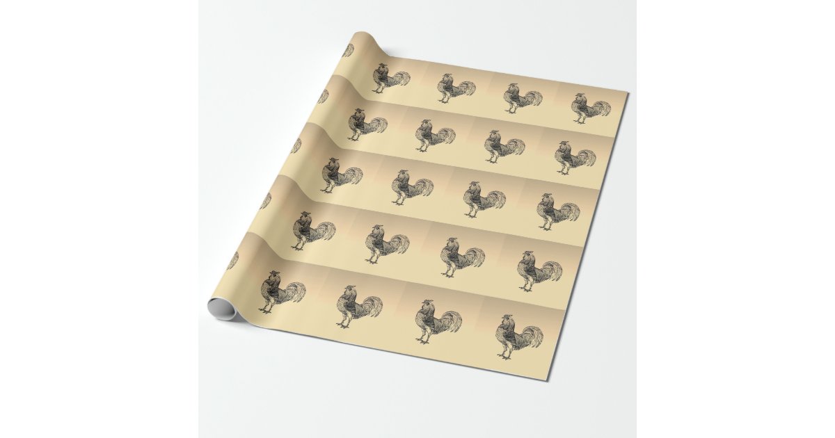 Rustic Rooster Wrapping Paper Zazzle