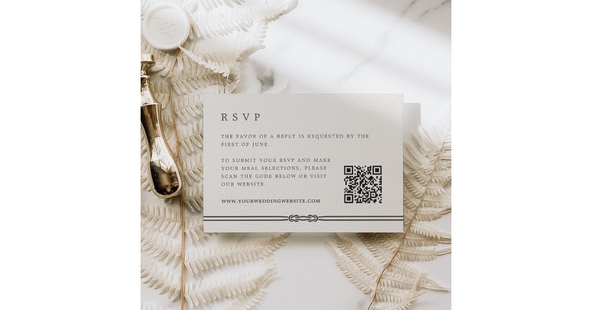 Rustic Rope Detail Ecru Wedding QR Code RSVP Card | Zazzle