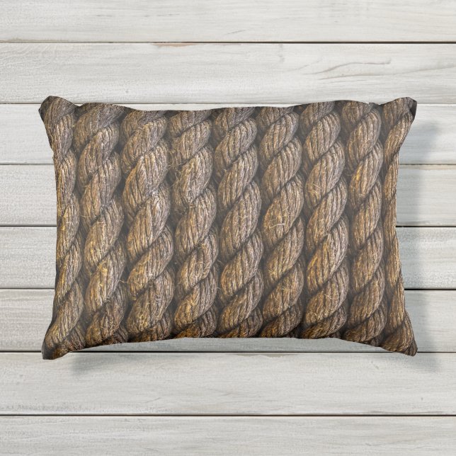 Rustic Rope Quirky Outdoor Pillow (Front)