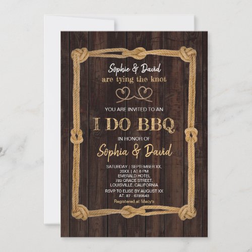 Rustic Rope We Are Tying The Knot I DO BBQ Invitation