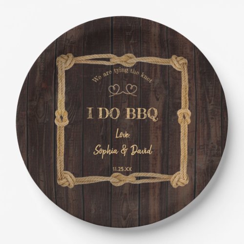 Rustic Rope We Are Tying The Knot I DO BBQ Paper Plates