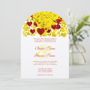 Rustic Rose and Yellow Heart Wedding Invitation