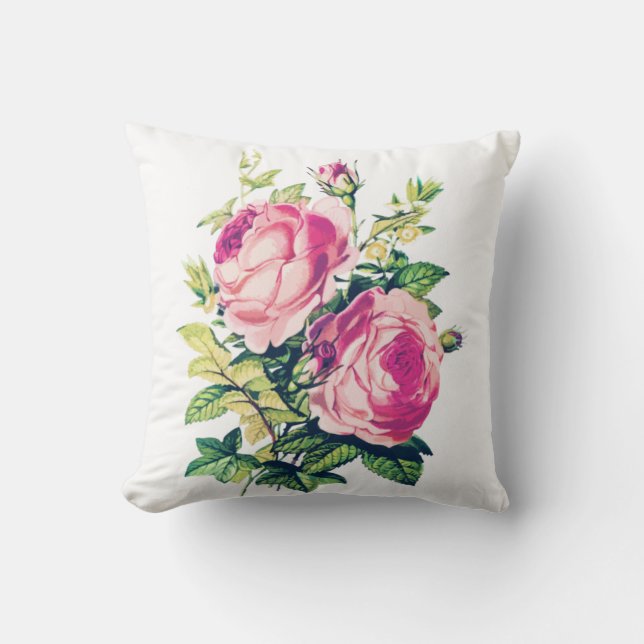 RUSTIC Rose, ANTIQUE Floral Design Throw Pillow (Front)