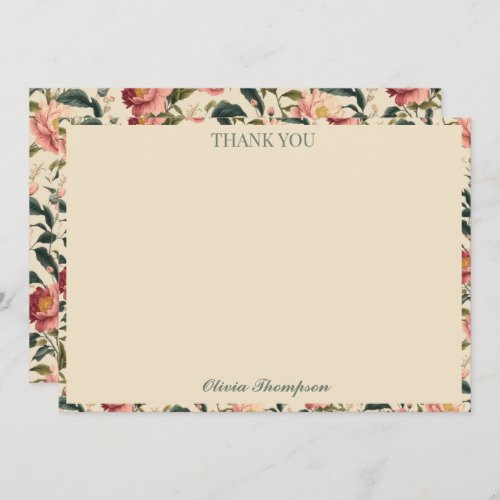 Rustic Rose Beige Flower Bridal Shower Custom Thank You Card