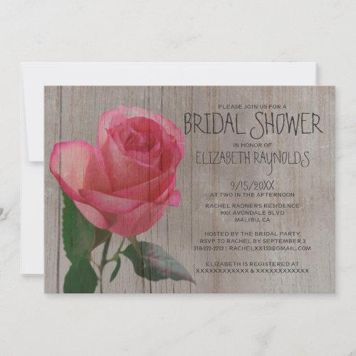 Rustic Rose Bridal Shower Invitations