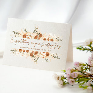 Rustic Rose & Calla Lily Wedding Congratulations  Card