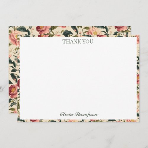 Rustic Rose Country Flower Bridal Shower Custom Thank You Card