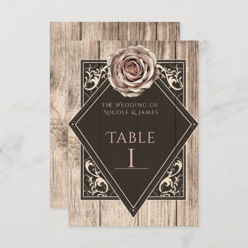Rustic Rose Elegant Light Diamond Table Number