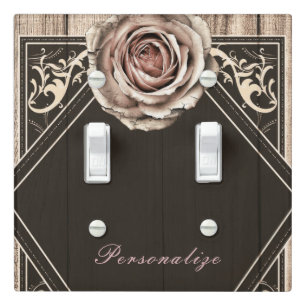 Rustic Rose Elegant Light Wood Diamond Chic Custom Light Switch Cover