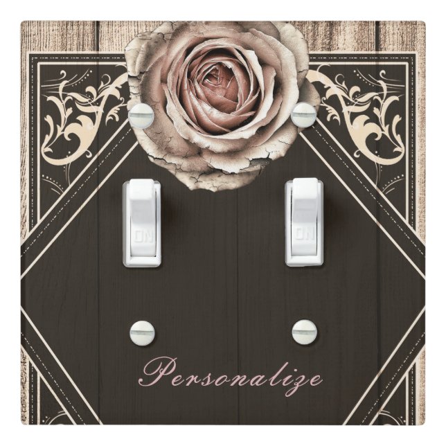 Rustic Rose Elegant Light Wood Diamond Chic Custom Switch Cover (In Situ)
