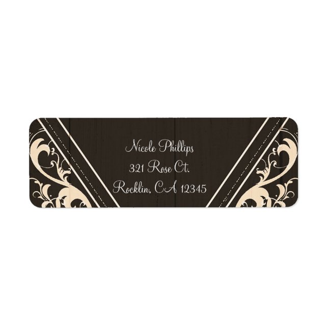 Rustic Rose Elegant Light Wood Diamond Invitation Label (Front)