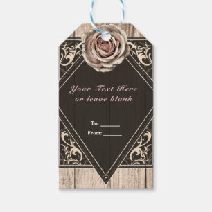 Rustic Rose Elegant Light Wood Diamond Party Favor Gift Tags