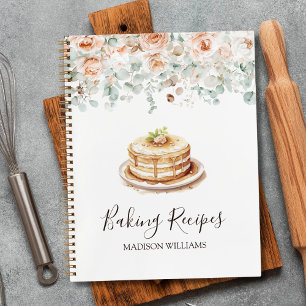Rustic Rose Flower Floral Greenery Baking Recipe Notebook