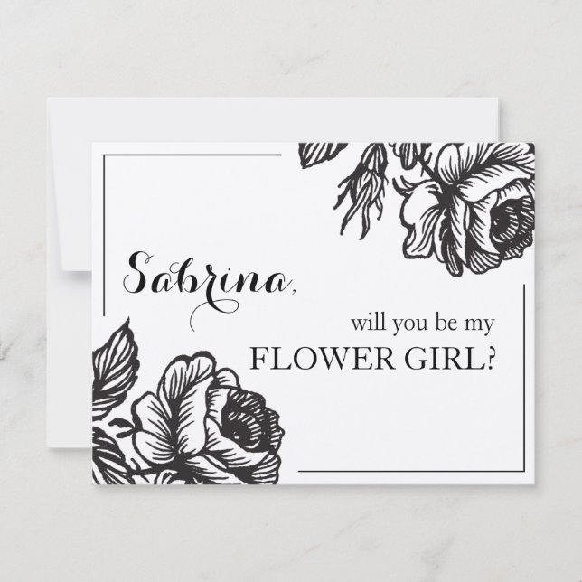 Rustic Rose Flowers Will You Be My Flower Girl Invitation (Front)