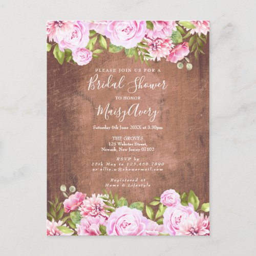 Rustic Rose Garden Bridal Shower Invitation