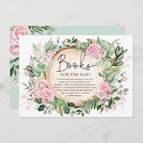 Rustic Rose Garden Greenery Books for Baby Girl Enclosure Card