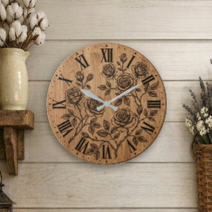 Rustic Rose Garden Wall Clock