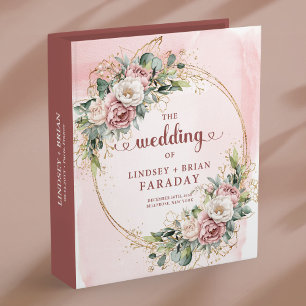 Rustic Rose Gold Bohemian Wedding Memory Album 3 Ring Binder