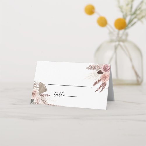 Rustic Rose Gold Floral Wedding Place Card