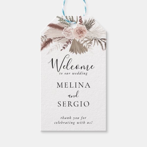 Rustic Rose Gold Floral Wedding Welcome  Gift Tags