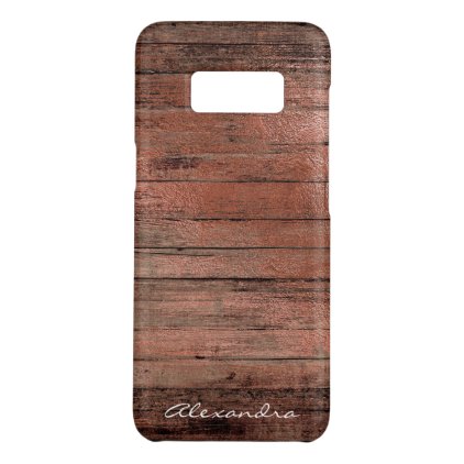 Rustic Rose Gold Foil Wood Monogram Girly Case-Mate Samsung Galaxy S8 Case