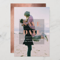Rustic Rose Gold Minimal Modern Photo Save The Date