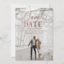 Rustic Rose Gold Modern Photo Save The Date