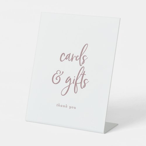 Rustic Rose Gold Script Cards and Gifts Pedestal Sign